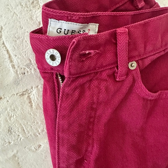Vintage GUESS Maroon Pink Denim Jeans Size 28 - Picture 4 of 7